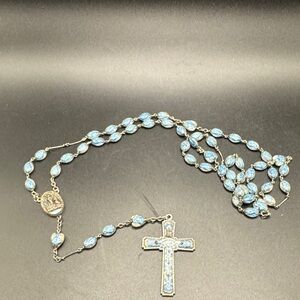 Blue Lourdes Beaded Cross Rosary